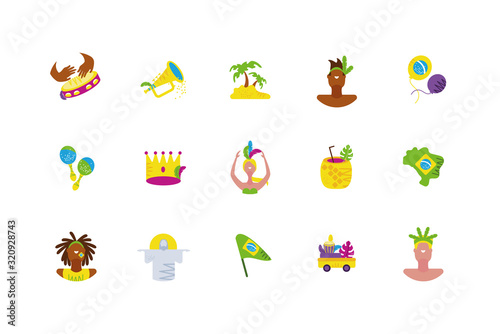 Isolated brazilian carnival icon set vector design