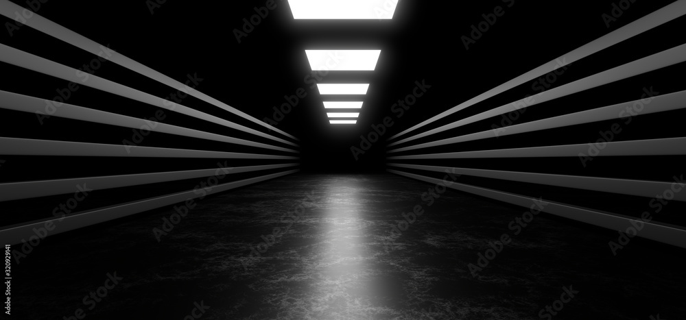 Beautiful composition of white neon lights on a black background. 3d rendering image. Beautiful composition of white neon lights on a black background. 3d rendering image.
