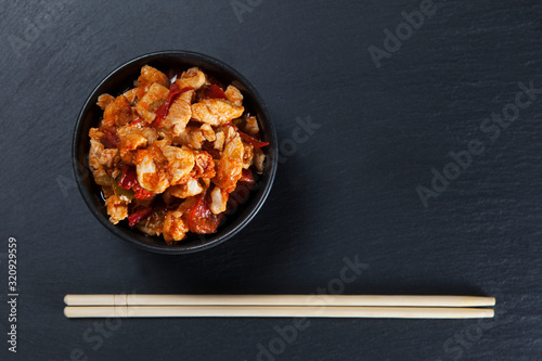 Homemade Kung Pao Chicken with Peppers and Veggies.