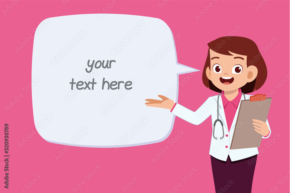 happy cute young doctor woman text template happy cute young doctor woman text template