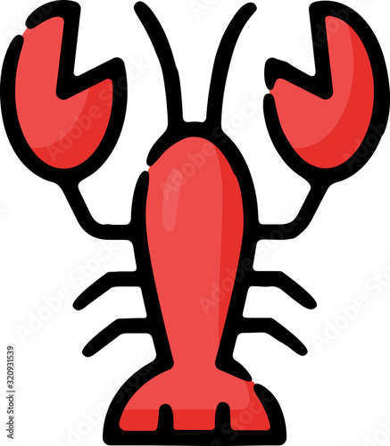 Lobster Shellfish Seafood Doodle Sketch Icon