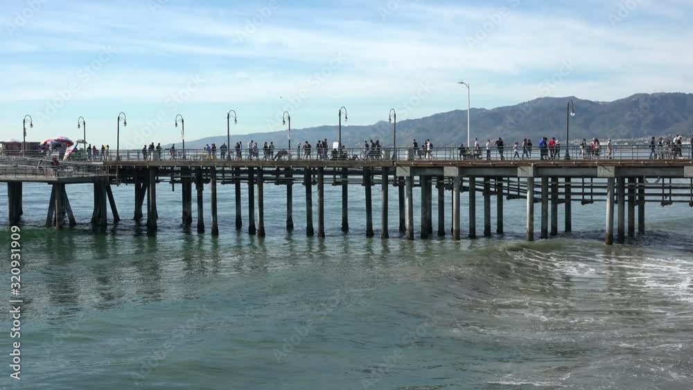 Beautiful view of the Santa Monica Pier and mountains Beautiful view of the Santa Monica Pier and mountains