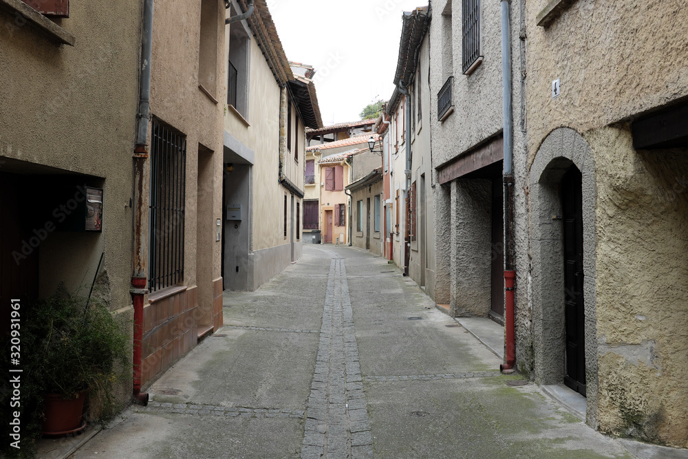 Carcassonne, France - April 27: Capture photo of the narrow street on April 27, 2017 in Carcassonne, France.