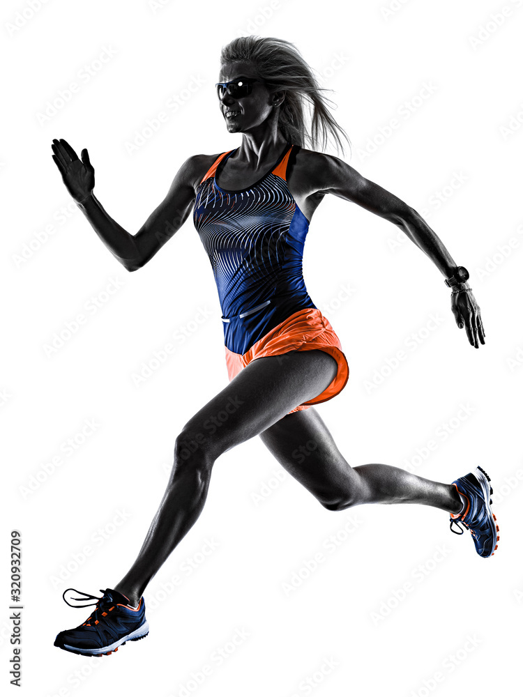 beautiful woman runner jogger jogging running isolated white background beautiful woman runner jogger jogging running isolated white background