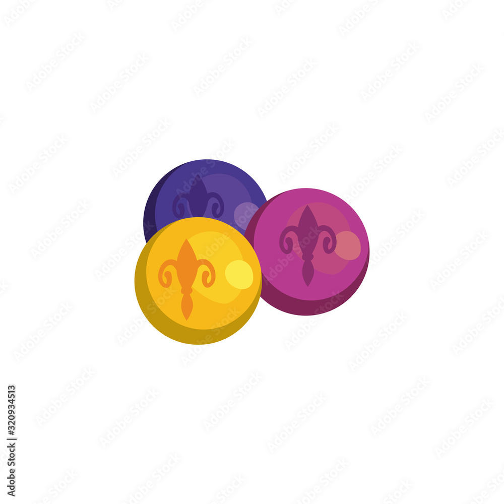 Obraz premium Isolated mardi gras fleur de lis spheres vector design