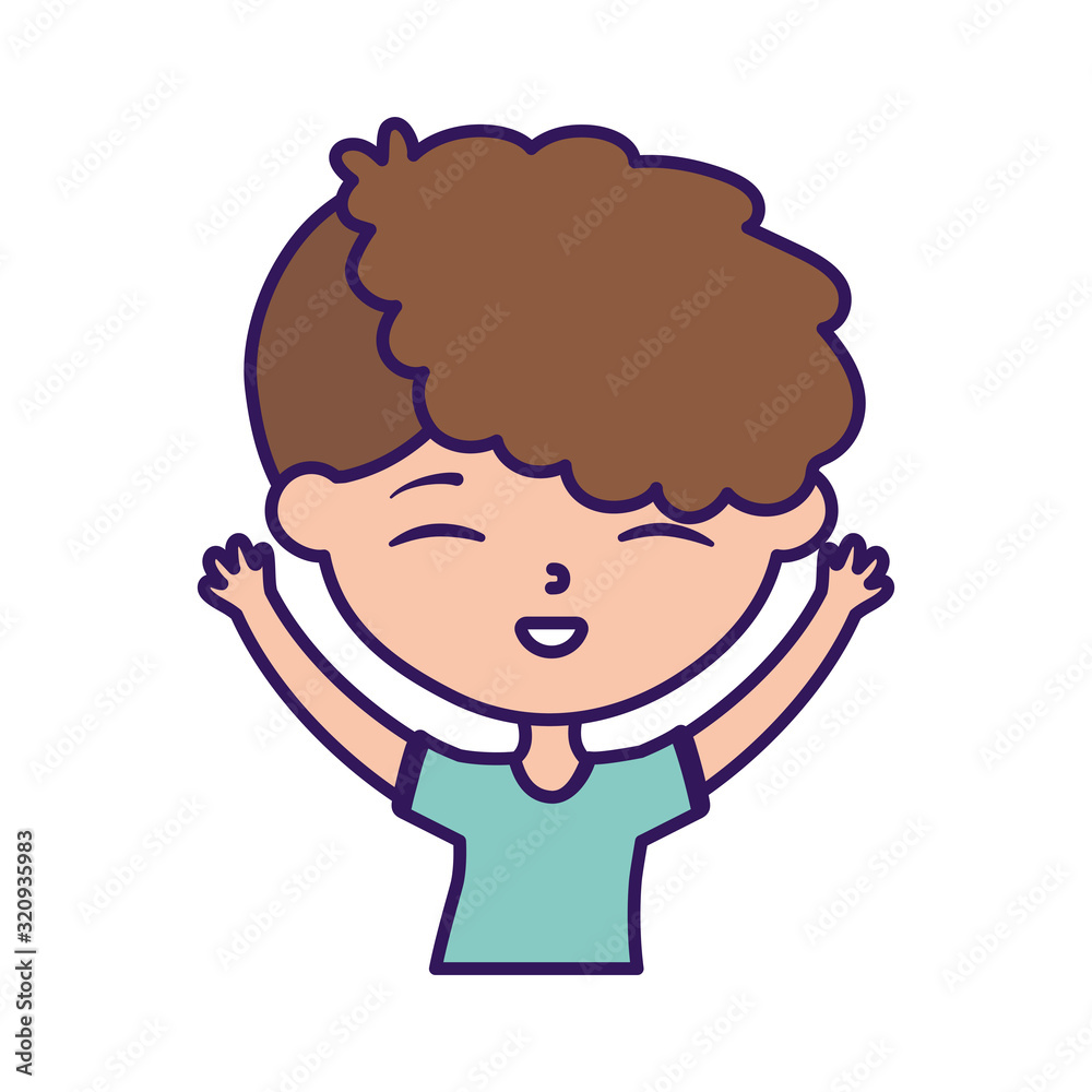 happy childrens day, cute boy with hands up celebrating cartoon happy childrens day, cute boy with hands up celebrating cartoon