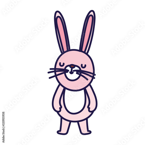 cute little rabbit cartoon character on white background