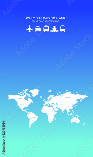 modern vector world map. detailed world map for travel.