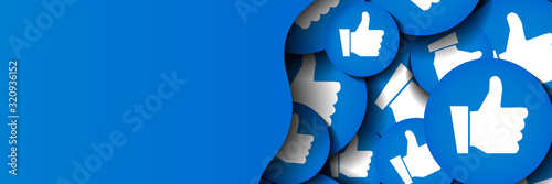 Horizontal social media cover template. Blue background vector illustration photo
