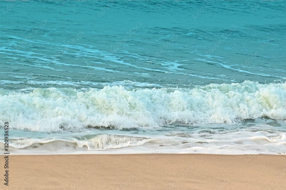Sea water and wind wave On the beautiful sandy beach Sea water and wind wave On the beautiful sandy beach