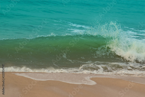  Sea water and wind wave On the beautiful sandy beach