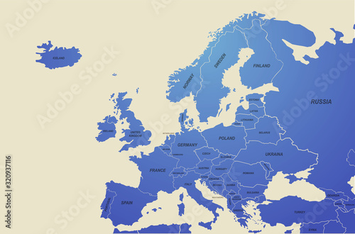 europe countries map. map of the world by region. graphic design world map. 