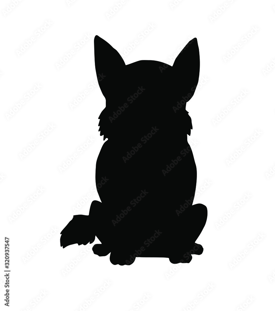 Vector black corgi dog silhouette isolated on white background