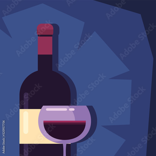 Wine bottle and cup vector design