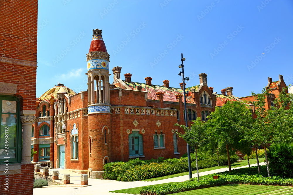 Obraz premium Hospital of the Holy Cross and Saint Paul de la Santa Creu i Sant Pau, Barcelona, Spain by Lluis Domenech i Montaner in barcelona 