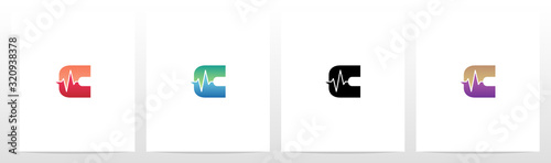 Pulse Line On Letter Logo Design C