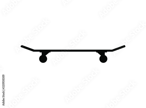 Vector black flat skateboard silhouette isolated on white background