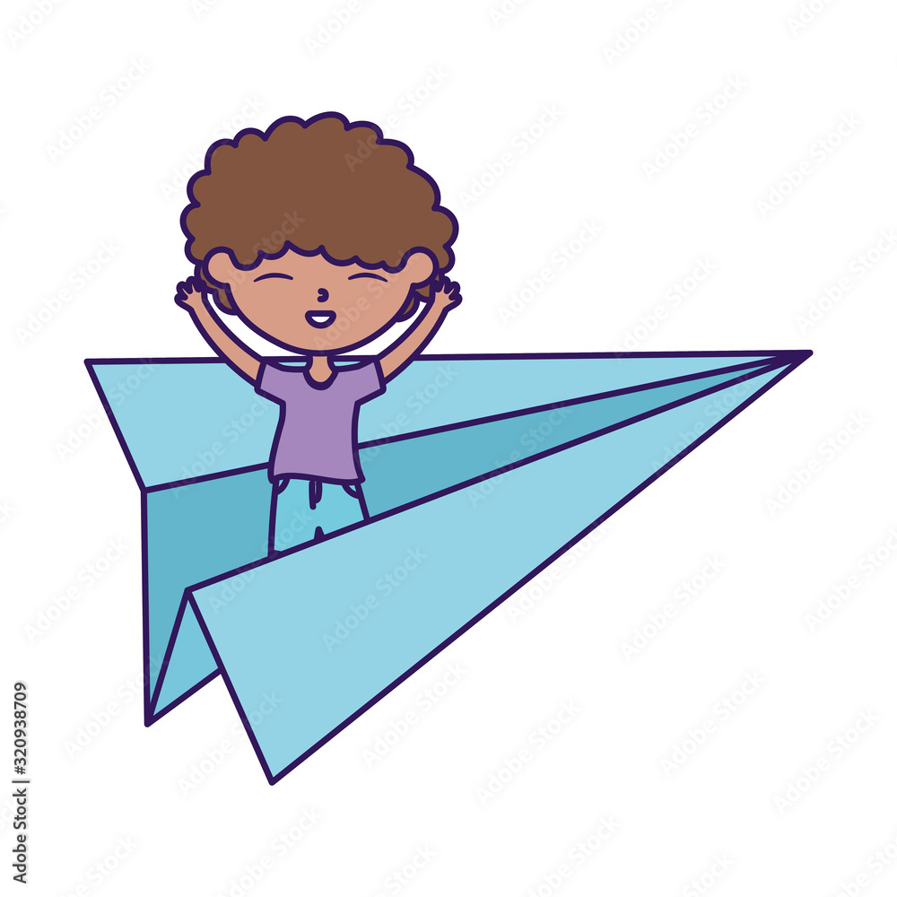 happy childrens day, little boy playing on paper plane cartoon happy childrens day, little boy playing on paper plane cartoon