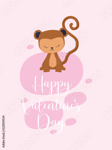 Happy valentines day monkey cartoon vector design