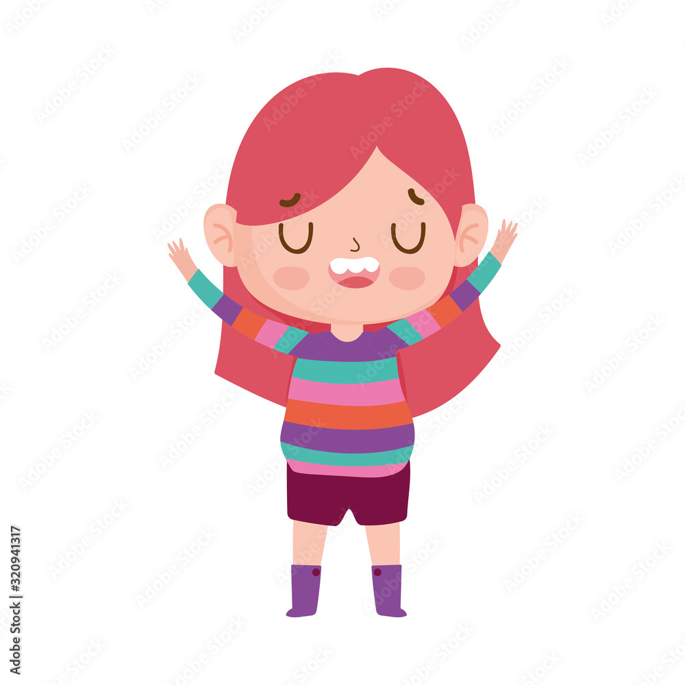 cute girl with striped sweater and expression facial cute girl with striped sweater and expression facial