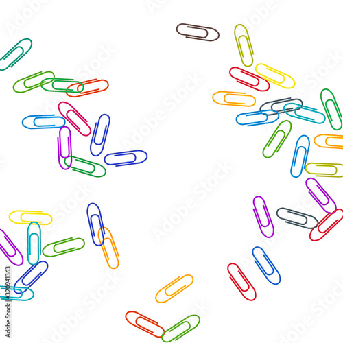 Stationary paperclips isolated on white background