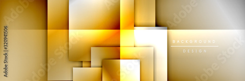 Square shapes composition geometric abstract background. 3D shadow effects and fluid gradients. Modern overlapping forms