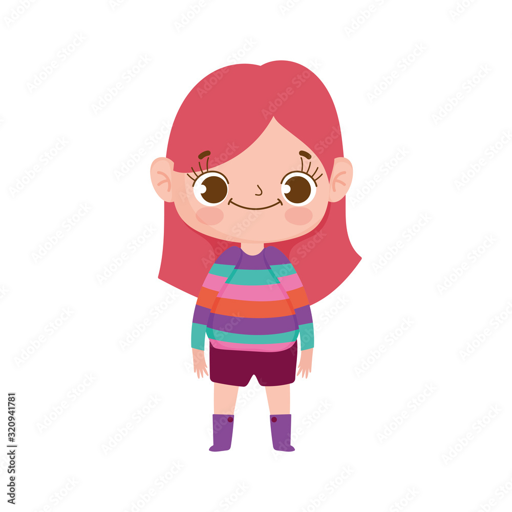 cute girl with striped sweater and expression facial cute girl with striped sweater and expression facial