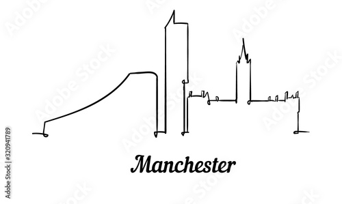 Canvastavla One line style Manchester skyline