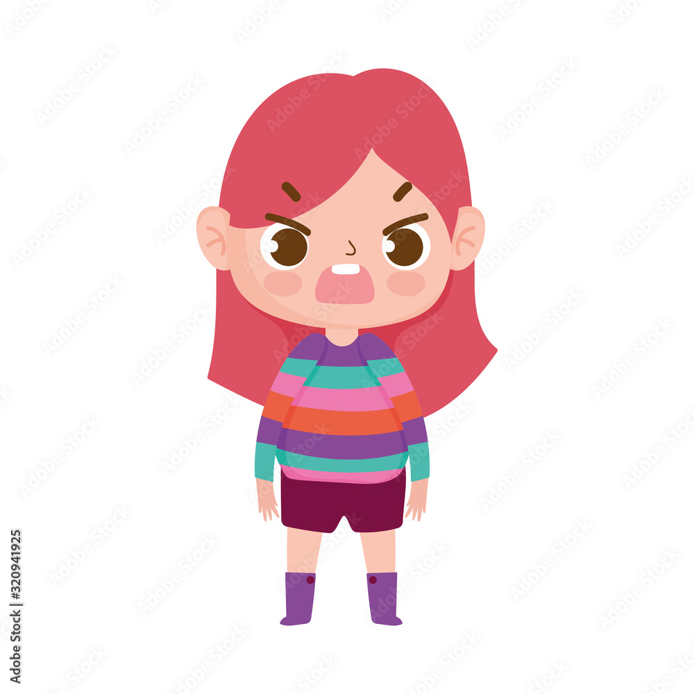 cute girl with striped sweater and expression facial cute girl with striped sweater and expression facial