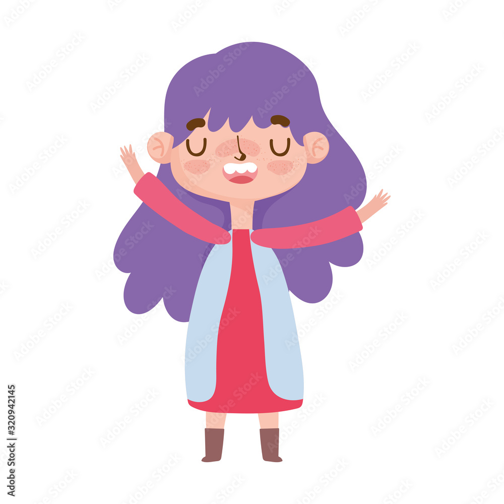 little girl with purple hair and gesture facial little girl with purple hair and gesture facial