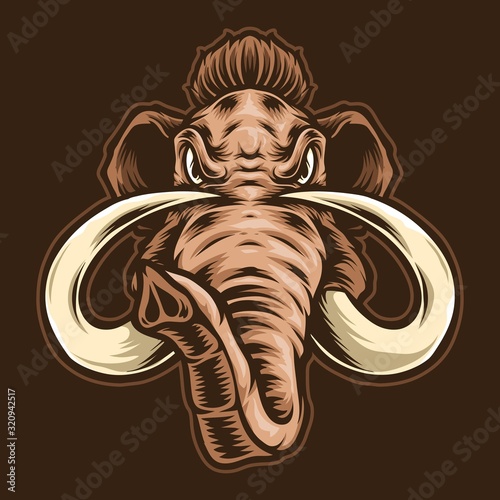 mammoth head vector logo illustration