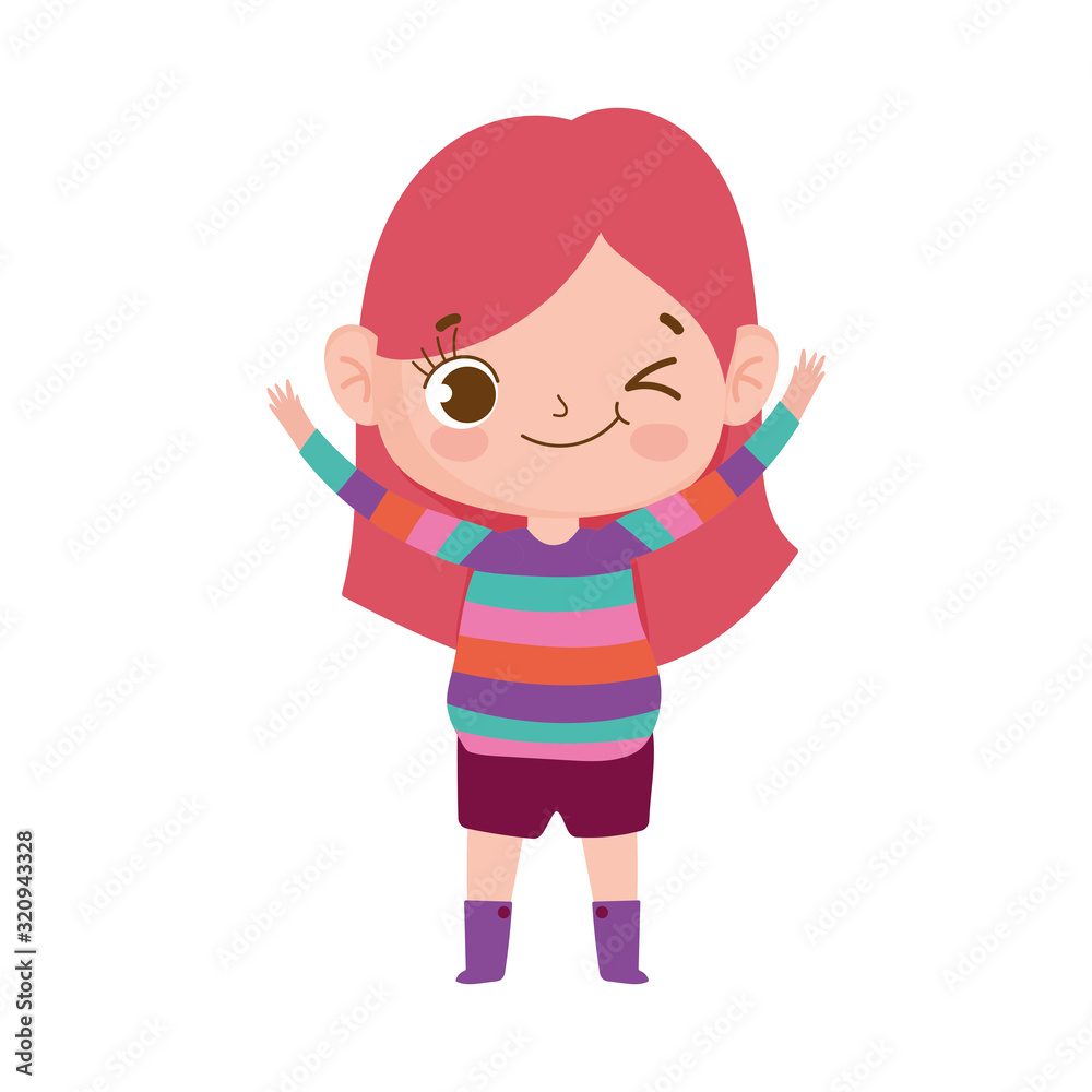 cute girl with striped sweater and expression facial cute girl with striped sweater and expression facial