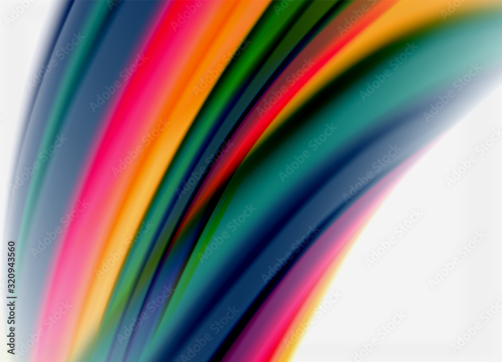 Wave lines abstract background, smooth silk design with rainbow style colors. Liquid fluid color waves. Vector Illustration Wave lines abstract background, smooth silk design with rainbow style colors. Liquid fluid color waves. Vector Illustration