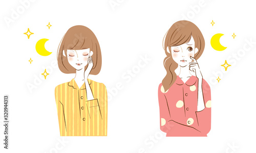 スキンケア　女性　美容　ベクターイラスト　skin care woman beauty vector illustration