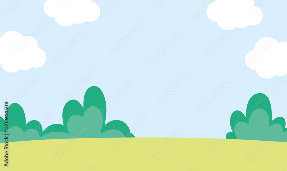 background landscape meadow bush sky clouds nature cartoon background landscape meadow bush sky clouds nature cartoon