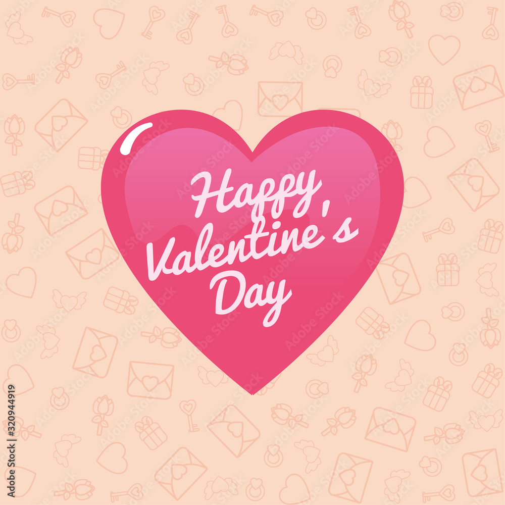Happy valentines day pink heart vector design