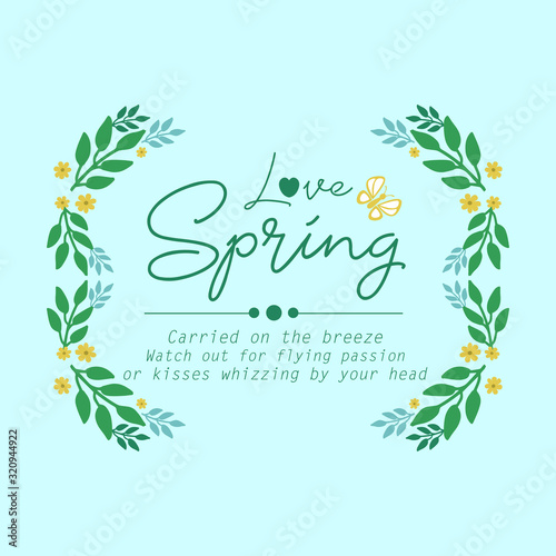 The love spring greeting card decoration, with beautiful of leaf and wreath frame. Vector © StockFloral