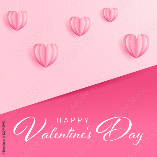 Happy valentines day with hearts vector card illustration background