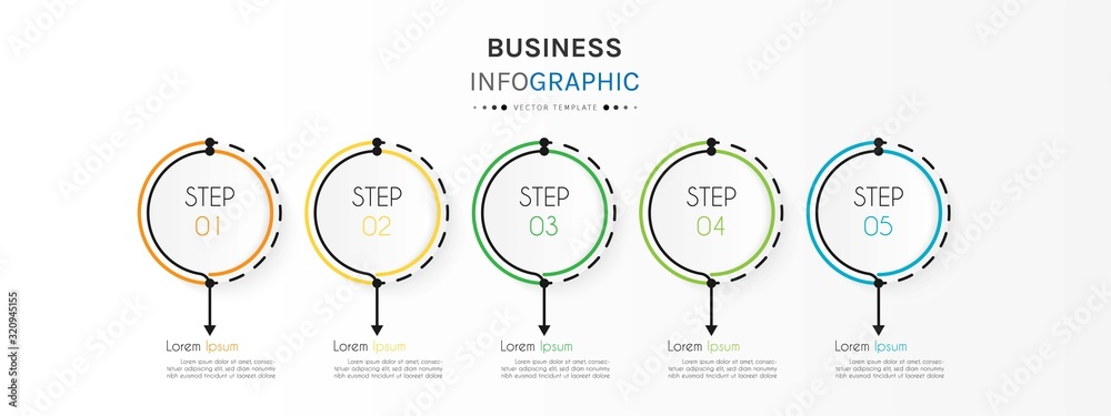 Naklejka premium Biznesowy element infograficzny z 5 opcjami, krokami, numerem projektu szablonu wektora