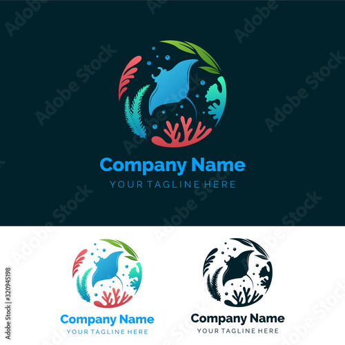 Under the sea logo in gradient colours for your company or your design element