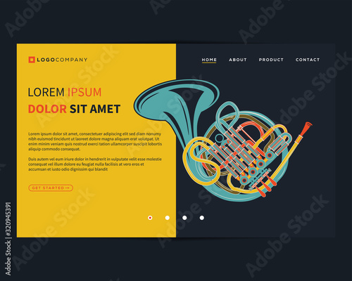 Sticker Landing page of music concepts for website and mobile development
