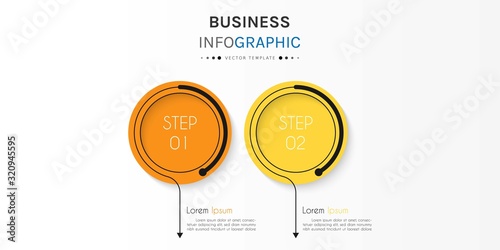 Business infographic element with 2 options, steps, number vector template design