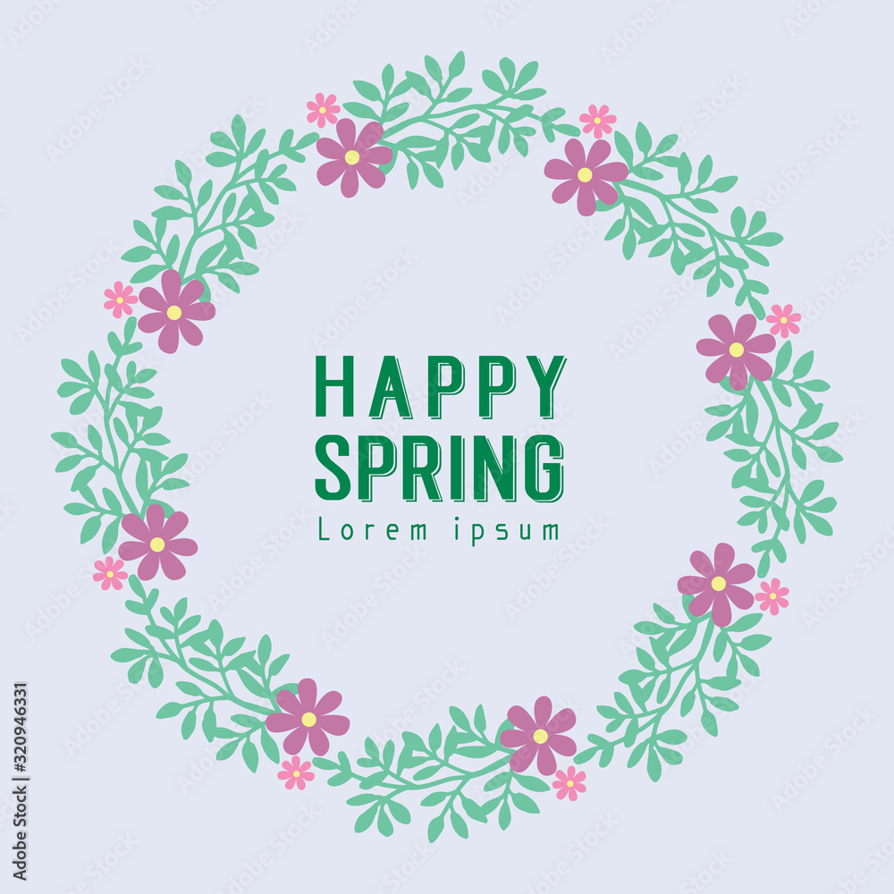 Unique decoration of leaf and floral frame, for happy spring beautiful greeting card design. Vector Unique decoration of leaf and floral frame, for happy spring beautiful greeting card design. Vector