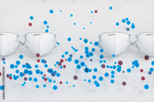 Medical mask and disease with white background,3d rendering.