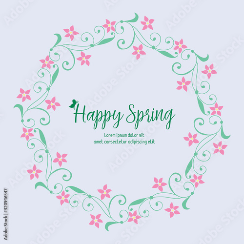 Antique Pattern of leaf and wreath frame, for happy spring greeting card design. Vector