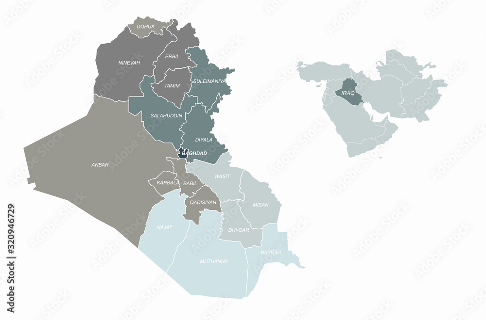 kuwait map. arab countries map. middle east countries map. Stock Vector Adobe Stock