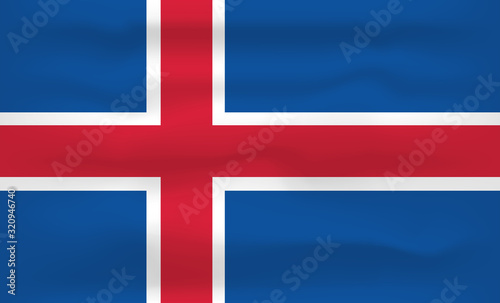 Iceland Flag Icon and Logo. World National Isolated Flag Banner and Template. Realistic, 3D Vector illustration Art with Wave Effect