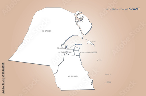 kuwait map. arab countries map. middle east countries map. photo