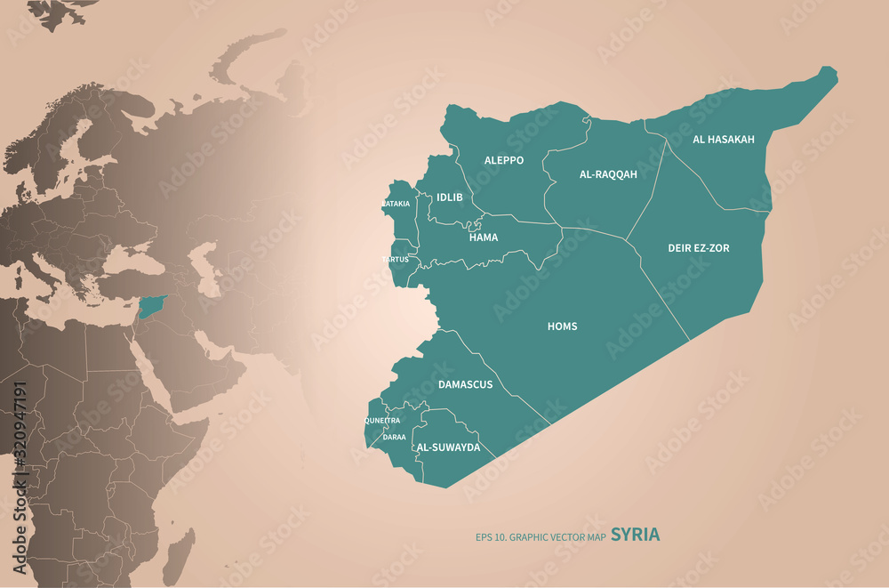 Obraz premium syria map. arab countries map. middle east countries map.