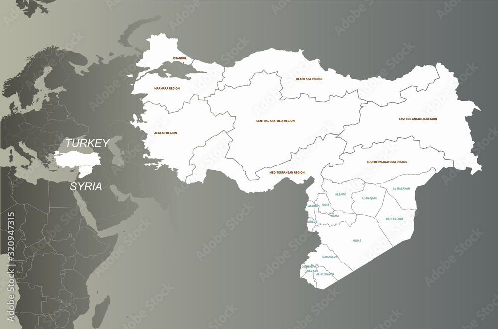 turkey and syria map. arab countries map. middle east countries map.
